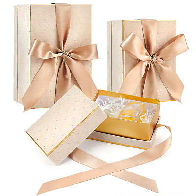 3Pcs 3 Styles Cardboard Paper Gift Boxes with Velvet Lid and Ribbon AJEW-BC0010-03B-1