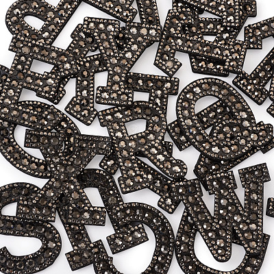 Alphabet Resin Rhinestone Patches DIY-TAC0005-45H-1