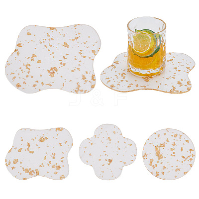 4Pcs 4 Style Transparent Acrylic Cup Mats DJEW-GO0001-02-1