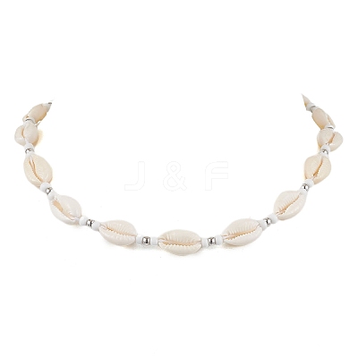 Summber Beach Natural Cowrie Shell Beaded Necklaces NJEW-JN04783-03-1