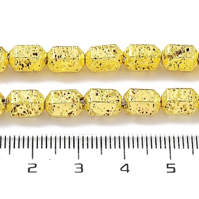 Electroplated Natural Lava Rock Beads Strands G-H303-A10-G02-1
