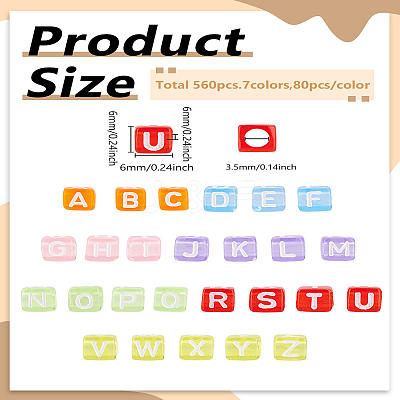 560Pcs 7 Colors Transparent Acrylic Beads TACR-LP0001-03-1