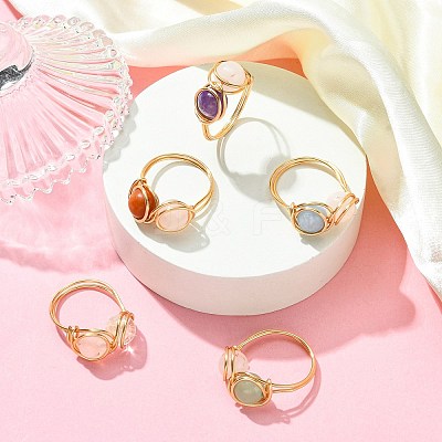 Natural Mixed Gemstone Finger Ring RJEW-JR00590-1
