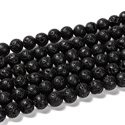 Natural Lava Rock Round Bead Strands G-M169-8mm-03-1