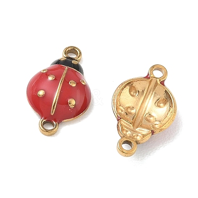 304 Stainless Steel Red Enamel Ladybug Connector Charms STAS-G393-03G-1