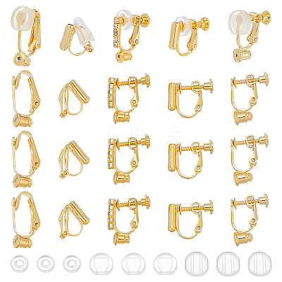 20Pcs 5 Styles Brass Clip-on Earring Findings KK-WR0001-74-1