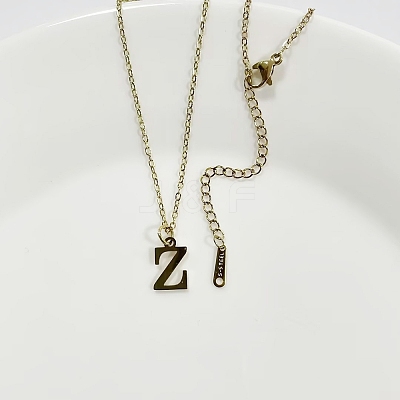304 Stainless Steel Letter Pendant Necklaces NJEW-WH0027-26Z-G-1