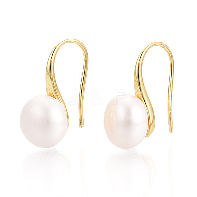 Brass Natural Pearl Dangle Earrings PEAR-N020-08C-01-1
