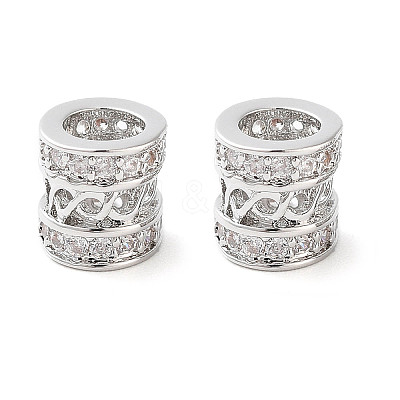 Brass Micro Pave Clear Cubic Zirconia Beads KK-U028-21P-1