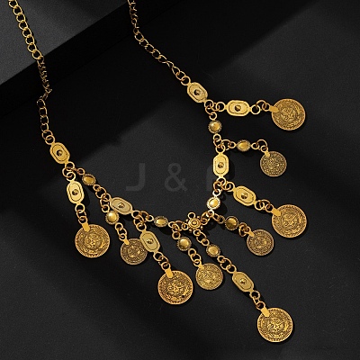 Ethnic Style Zinc Alloy Coin Tassel Bib Necklaces for Women FS-WG93FDD-01-1
