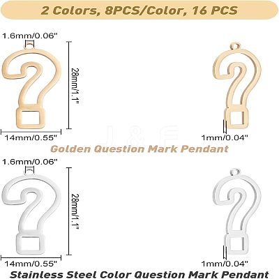 16Pcs 2 Colors 201 Stainless Steel Pendants STAS-DC0006-56-1