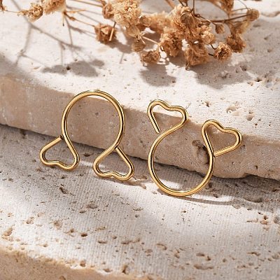 304 Stainless Steel Heart Clip on Nose Rings AJEW-A062-01A-G-1