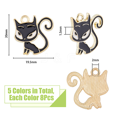 40PCS 5Colors Alloy with Enamal Pendants PALLOY-DC0001-66-1