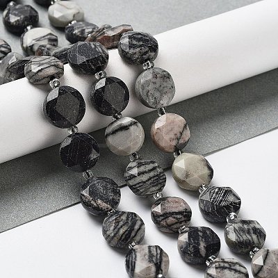 Natural Black Silk Stone/Netstone Beads Strands G-NH0004-037-1