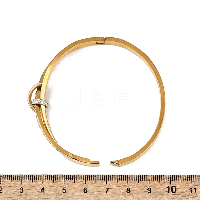 201 Stainless Steel with Rhinestone Bangles for Women BJEW-B138-03G-1