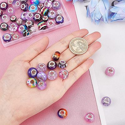 Acrylic & Resin & Polymer Clay Rhinestone European Beads FPDL-NB0001-02C-1