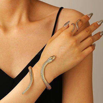 Snake Alloy Cuff Bangles & Cuff Rings Sets FS-WG6CA5E-01-1