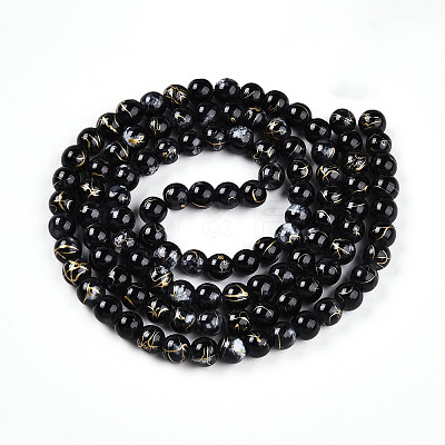 Baking Paint Glass Beads Strands DGLA-N003-8mm-B10-1