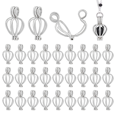 30Pcs Hollow Out Alloy Bead Cage Pendants KK-PH0014-14P-1