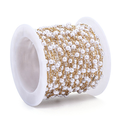 ABS Plastic Pearl Round Beaded Chains CHS-N003-16-1