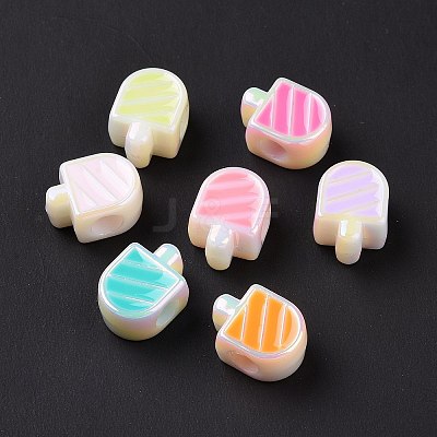 UV Plating Rainbow Iridescent Acrylic European Beads SACR-E009-37-1
