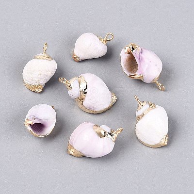 Electroplate Natural Sea Shell Pendants BSHE-Q020-02-1