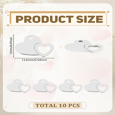 10Pcs 201 Stainless Steel Charms STAS-LP0003-10-1