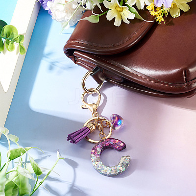 Alloy Resin Heart Keychains KEYC-TADJ0002-01G-C-1