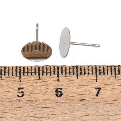 Tarnish Resistant 316 Surgical Stainless Steel Flat Round Blank Peg Stud Earring Settings STAS-R073-06A-1