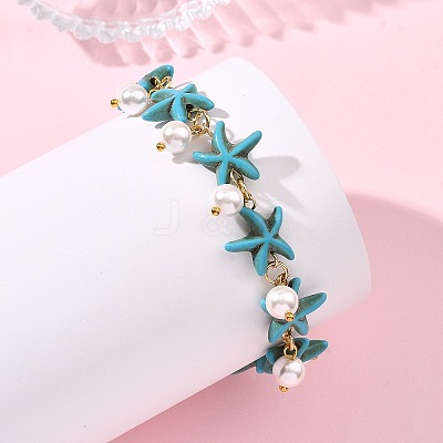 2Pcs 2 Colors Ocean Theme Round Shell Pearl Beads Charm Bracelets BJEW-JB14133-1