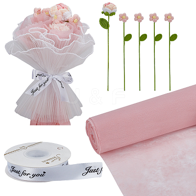 Crochet Polyester Flower AJEW-BC0007-57-1