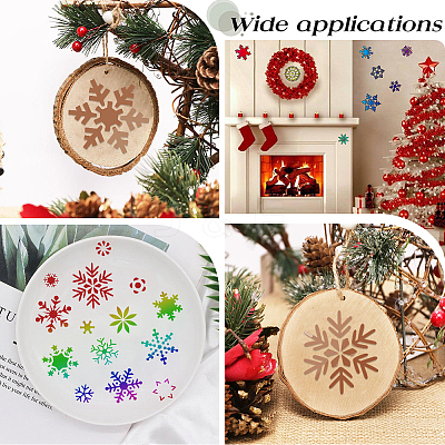 6Pcs 3 Styles Christmas Theme Plastic Hollow Out Drawing Painting Stencils Templates DIY-GF0009-92-1