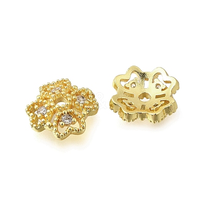 Flower Brass Micro Pave Cubic Zirconia Bead Caps KK-K300-01D-G-1