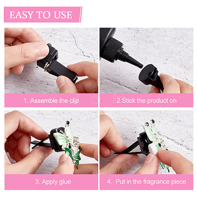 10 Sets 2 Colors Self Adhesive Plastic Car Air Freshener Vent Clips DIY-GA0005-25-1