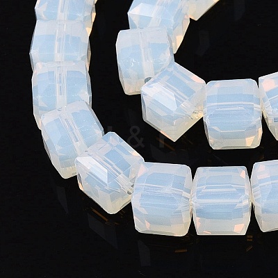 Imitation Jade Glass Beads Strands GLAA-R041-8x8mm-B02-1