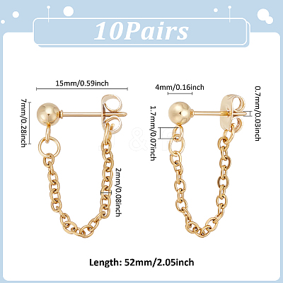 10Pair 304 Stainless Steel Ball Stud Earring EJEW-UN00020-1