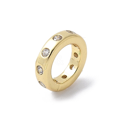 Brass Micro Pave Cubic Zirconia European Beads KK-K399-14G-1