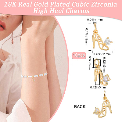 10Pcs Brass Micro Pave Cubic Zirconia Stilettos Charms ZIRC-BBC0002-79-1