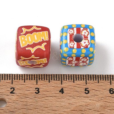 Popcorn Theme Printed Opaque Acylic European Beads AC-CBAE004-04-1