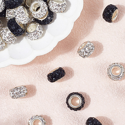 100Pcs 2 Colors Polymer Clay Rhinestone European Beads CPDL-SP0001-02-1