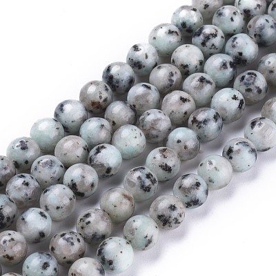 Natural Sesame Jasper/Kiwi Jasper Beads Strands G-K410-05-8mm-1