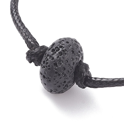 Natural Lava Rock Beaded Cord Bracelet BJEW-JB07681-02-1