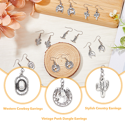 10 Pair 10 Style Alloy Dangle Earrings with 304 Stainless Steel Pins EJEW-AB00035-1