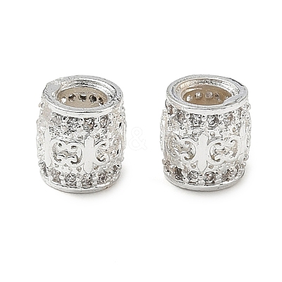 Rack Plating Brass Micro Pave Clear Cubic Zirconia European Beads KK-L215-301S-1