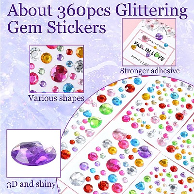 8 Sheets 4 Styles Acrylic Rhinestone Self-Adhesive Stickers AJEW-YW0001-32-1