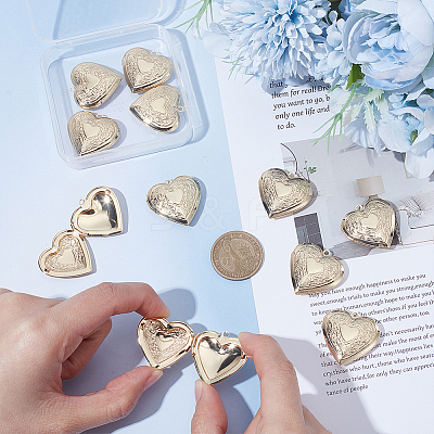 12Pcs Rack Plating Brass Locket Pendants KK-UN0005-92-1