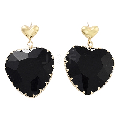 Glass Heart Dangle Stud Earrings EJEW-Q800-17B-KCG-1