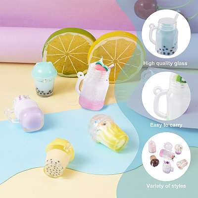 30pcs 15 style Imitation Bubble Tea & Ice Cream Resin Pendants RESI-FW0001-07-1