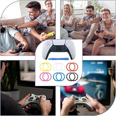 6 Pairs 6 Colors Plastic Decorative Accent Rings for Game Controller FIND-FH0005-23-1