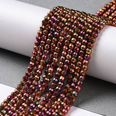Electroplate Glass Beads Strands GLAA-H021-01B-FP10-1
